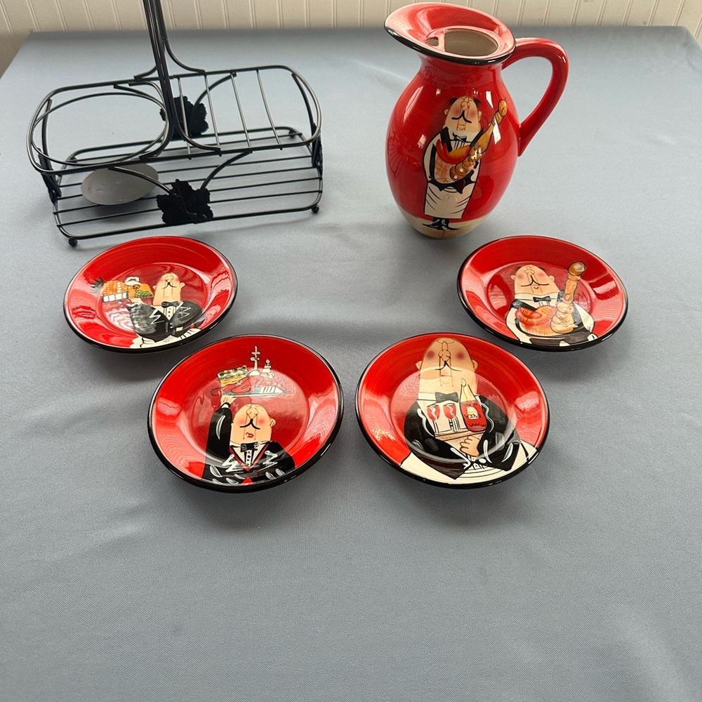 🚫SOLD certified international Tracy Flickinger pitcher & plate set